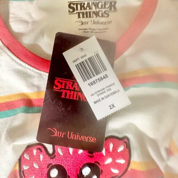 Our Universe NWT Stranger Things Women's 2X Chibi Demogorgon Striped T-Shirt - Picture 4 of 7
